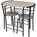 3 Piece Bar Set MDF Breakfast Table with 2 Stool Chairs Black Iron Frame Y9818