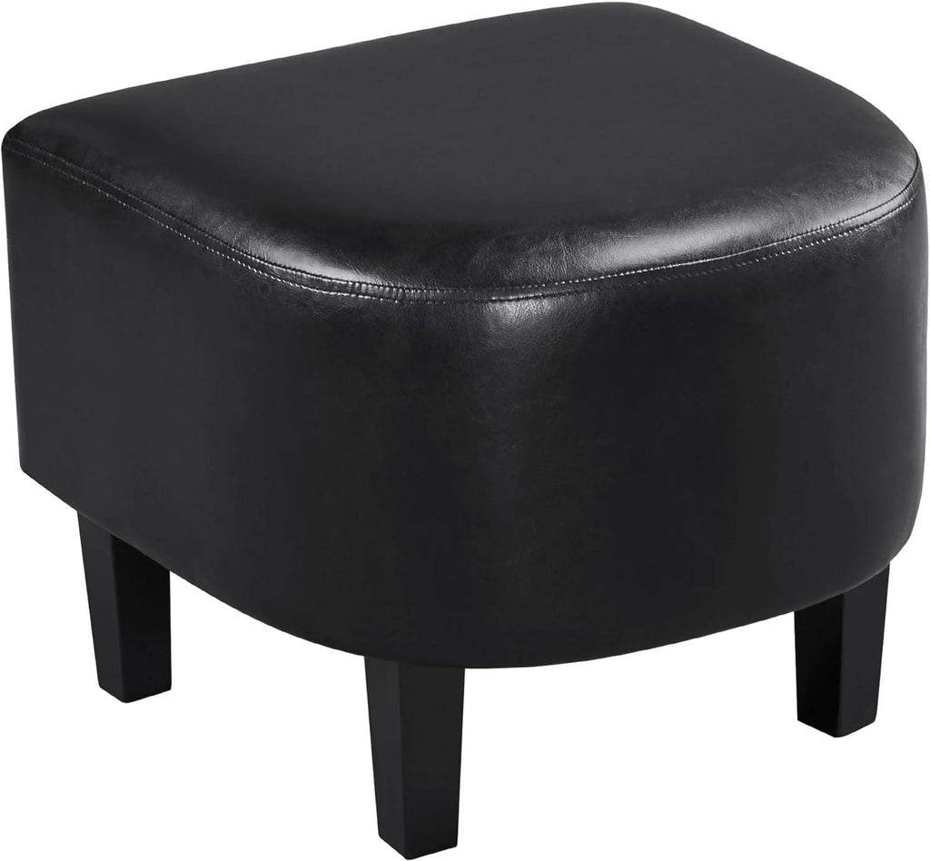 Black Faux Leather Accent Chair with Ottoman L57401