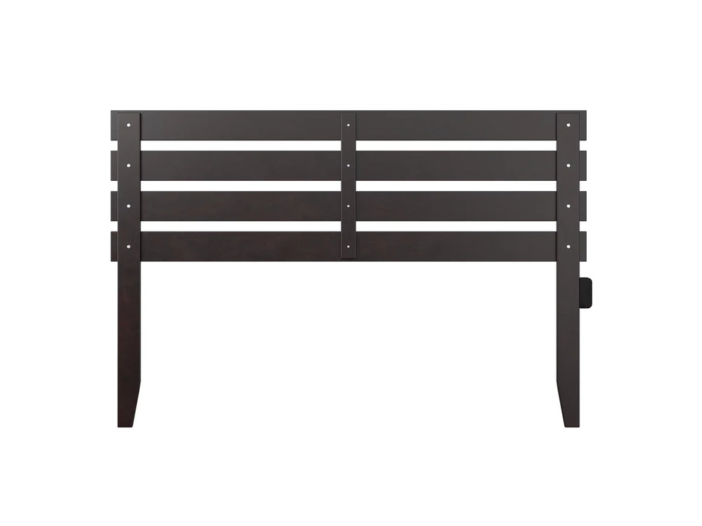 Queen Espresso Wood Panel Headboard with 2 USB Ports C29790