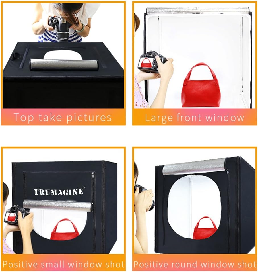LED Studio Lightbox with 3 Colors Backdrops and Carrying Bag I9370