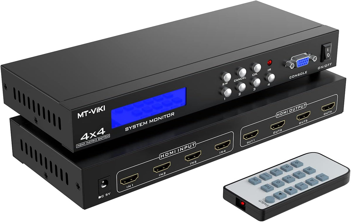 4x4 HDMI Matrix Switch 4 in 4 Out 4K@30Hz Rack Mount Switcher & Splitter Z209