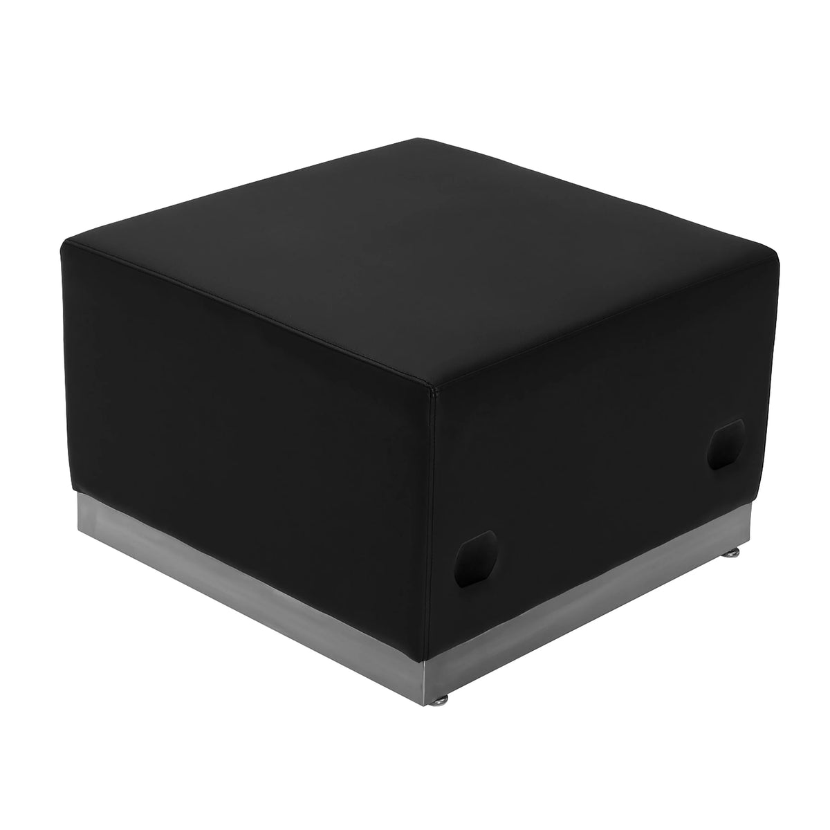Black LeatherSoft Ottoman with Stainless Steel Base J335