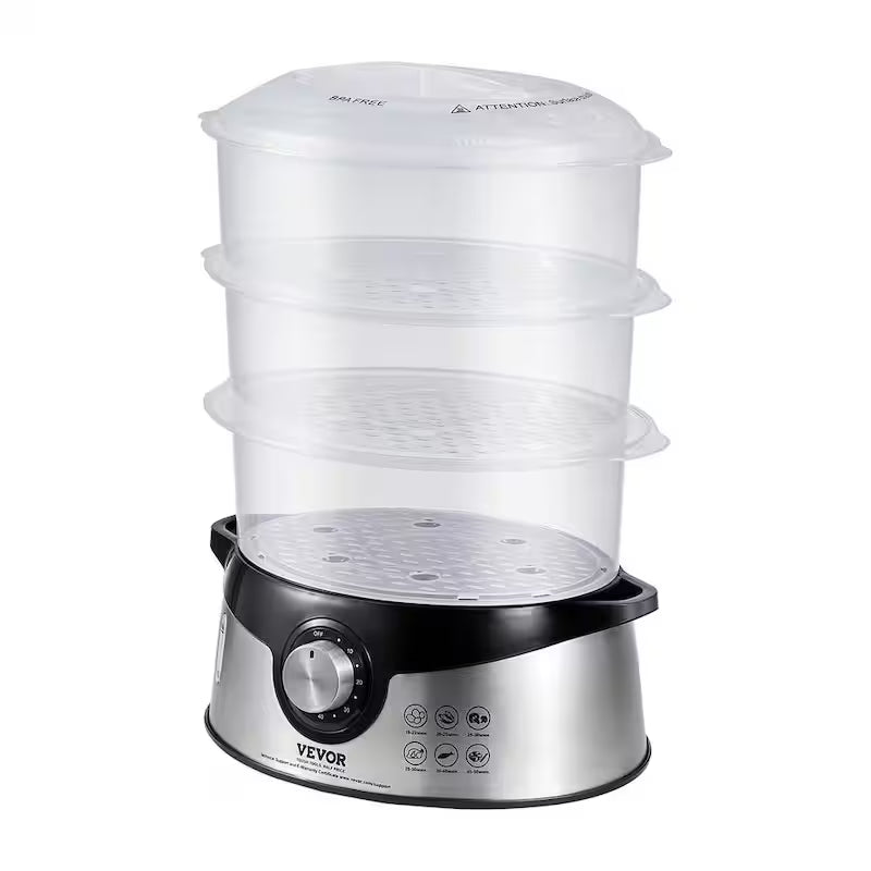 9.5 Qt Electric Food Steamer with 3-Tier Trays I5751