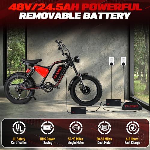 3000W Folding Electric Bike with 48V Battery, 26x4.0 Fat Tire, Full Suspension, 7-Speed Gear P53127