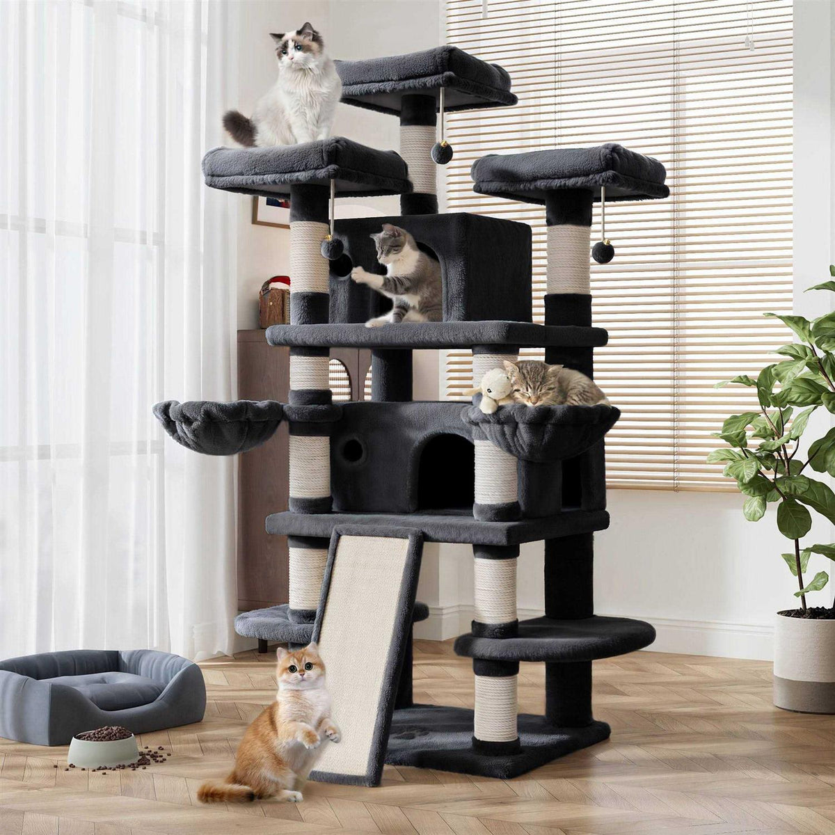 68 Inch Cat Tower with Scratching Posts T1977