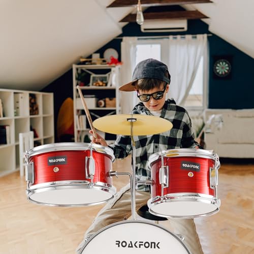 3 Piece Kids Drum Set with 14'' Bass Drum, Snare, Tom, Cymbal, Pedal, Drumsticks, Adjustable Seat Z9919