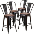 Black-Antique Gold Bar Stool (4-Pack) J26927