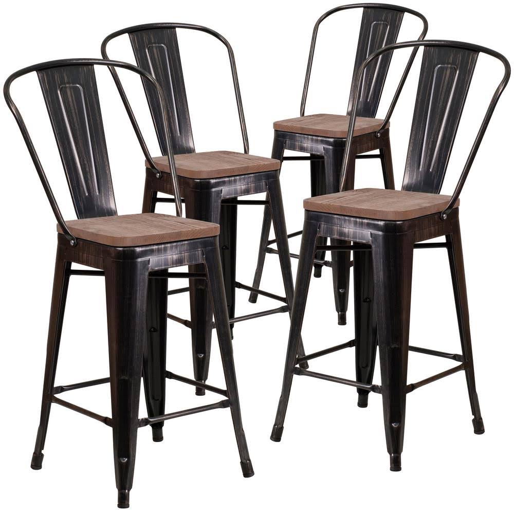 Black-Antique Gold Bar Stool (4-Pack) J26927