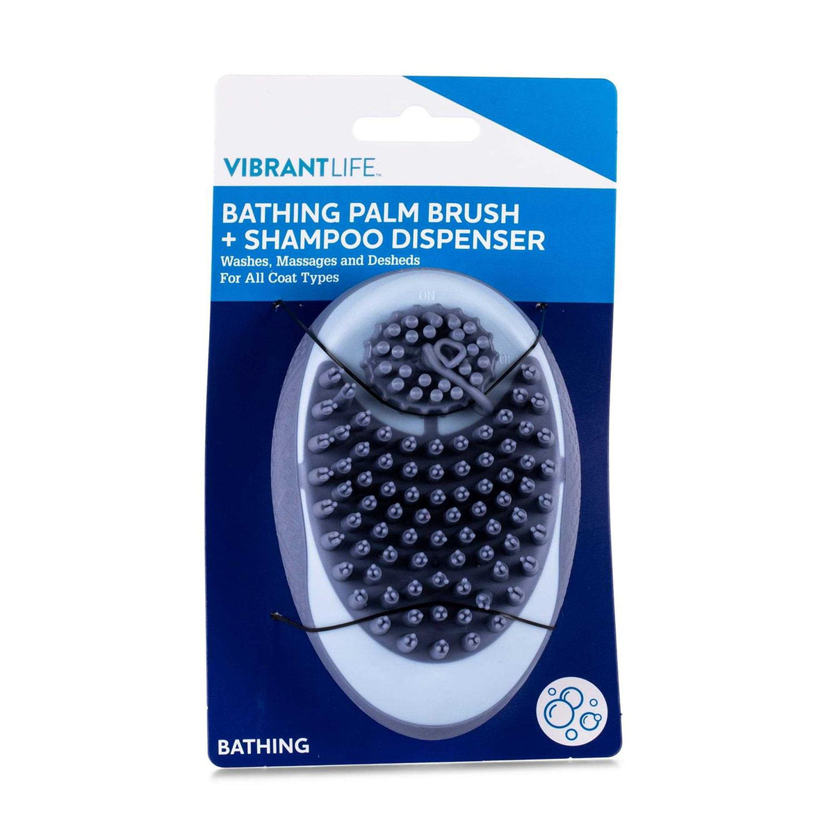 Bathing Palm Pet Brush + Shampoo Dispenser Grooming Tool X34971