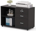 3 Drawer Wood File Cabinets with Lock and Wheels (Black) Z624911