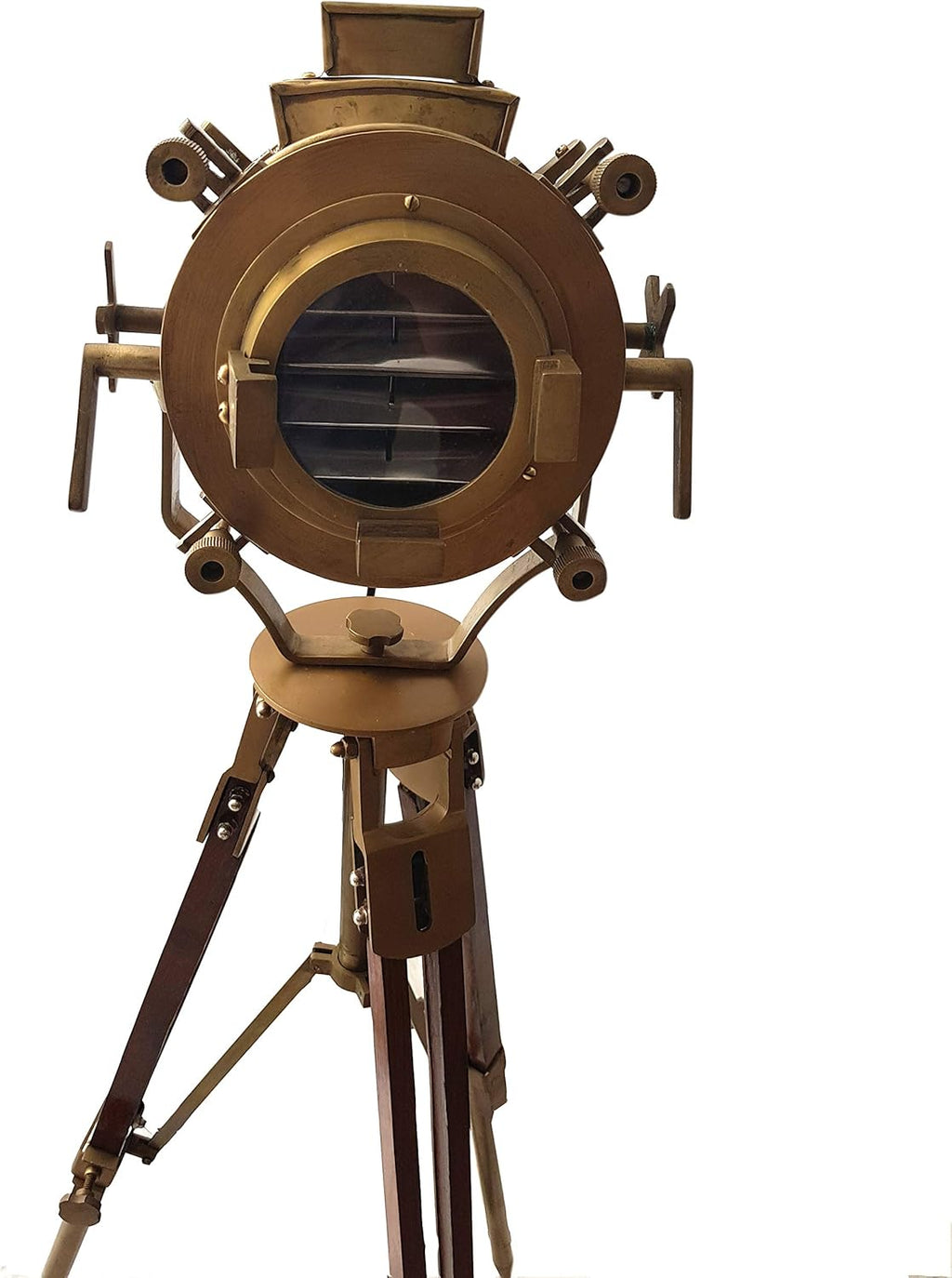 Antique Theater Tripod Marine Searchlight Nautical Wooden Tripod Retro Spotlight LED Floor Lamp Q660