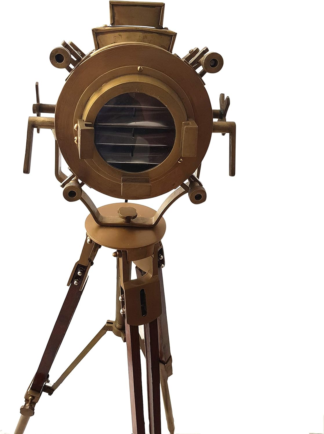 Antique Theater Tripod Marine Searchlight Nautical Wooden Tripod Retro Spotlight LED Floor Lamp Q660