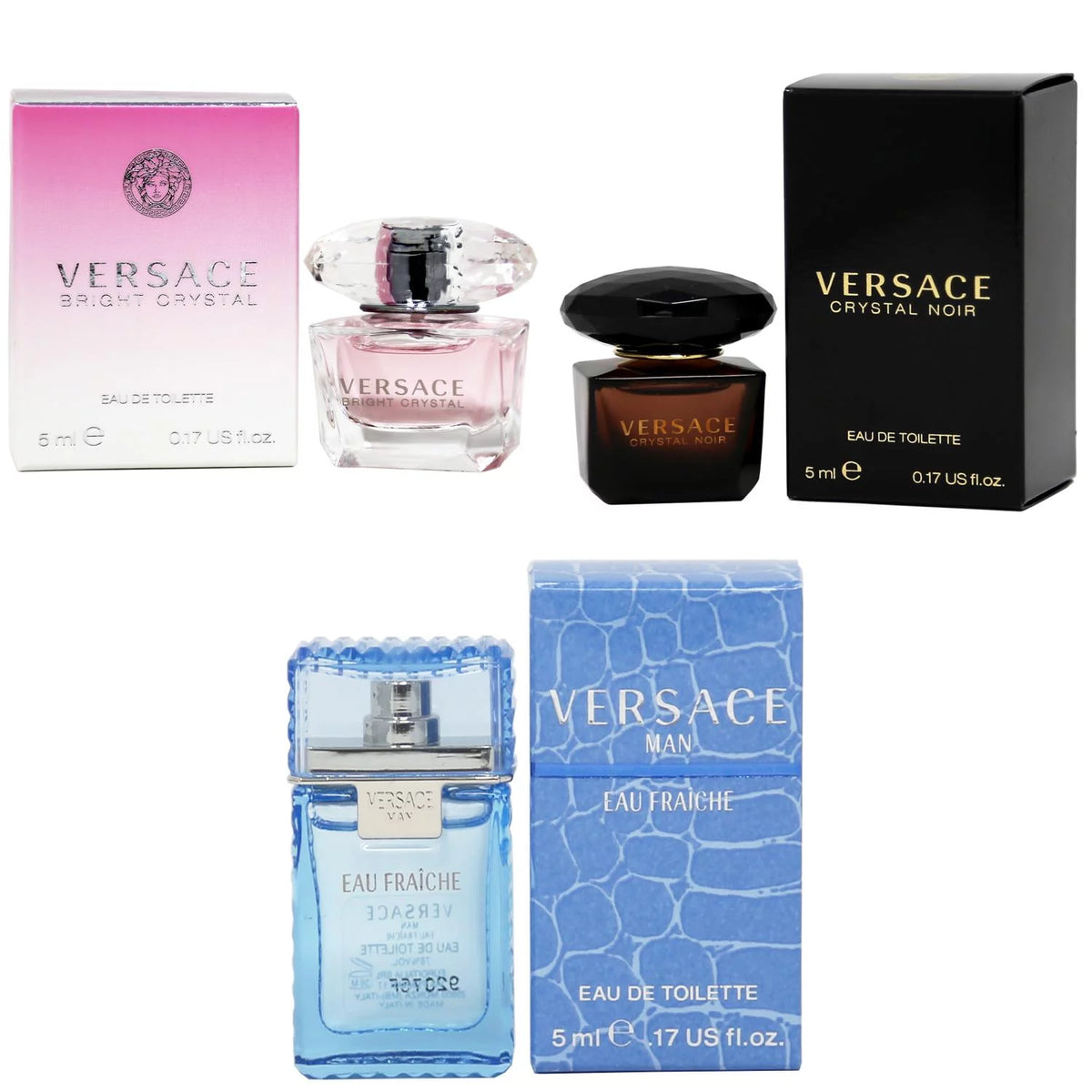 Bright Crystal EDT, Crystal Noir EDT, Man Eau Fraiche EDT 5ml 3PK Kit J162