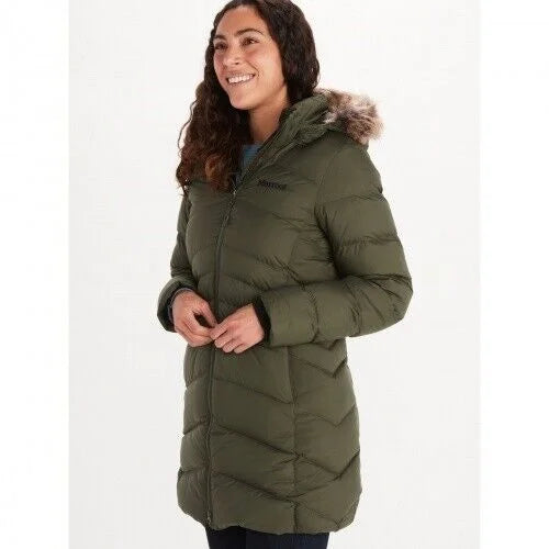 Women's Montreal Hooded Faux-Fur-Trim Coat XS Nori Green Y656112