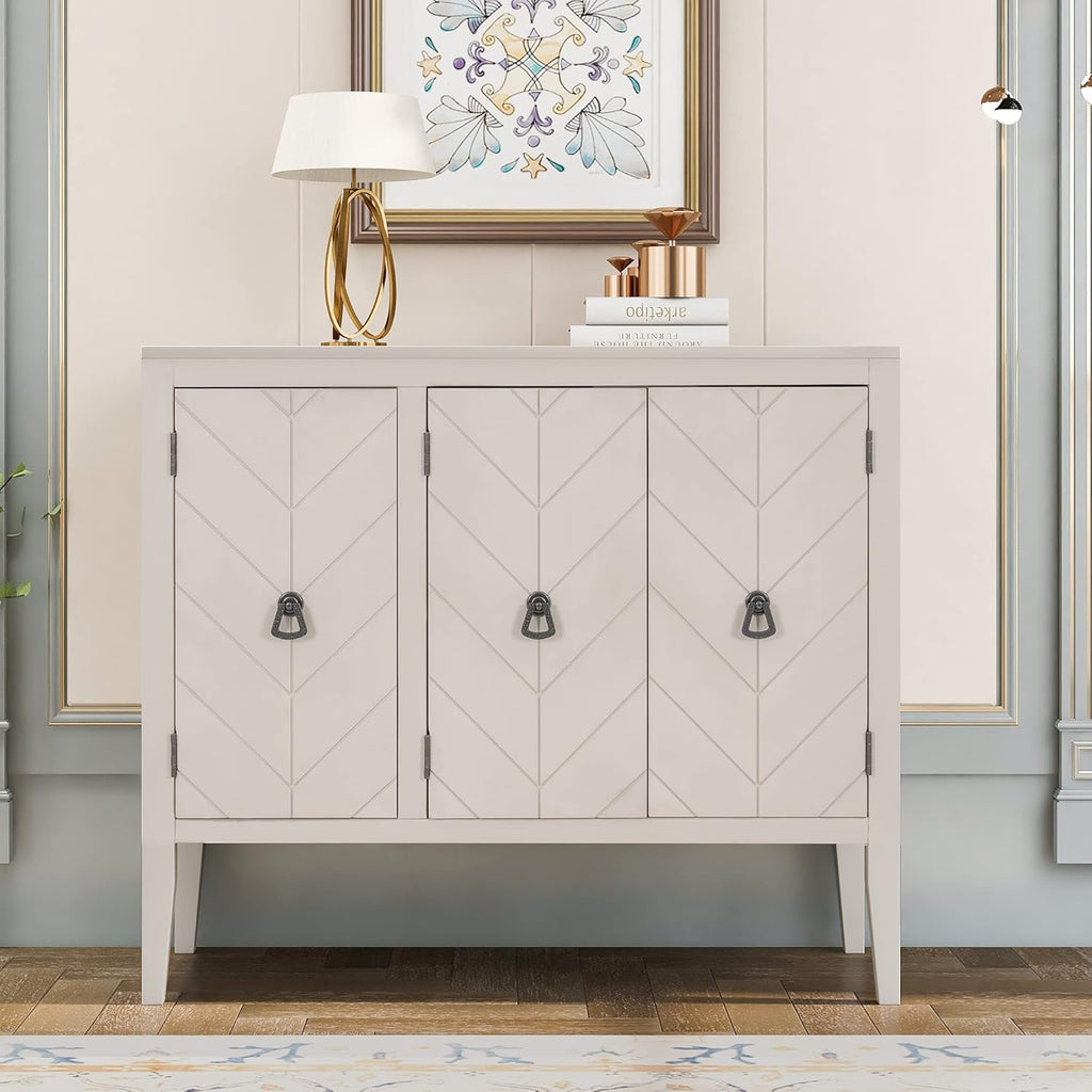 Grey Wood Console Table with 2 Adjustable Shelf I996