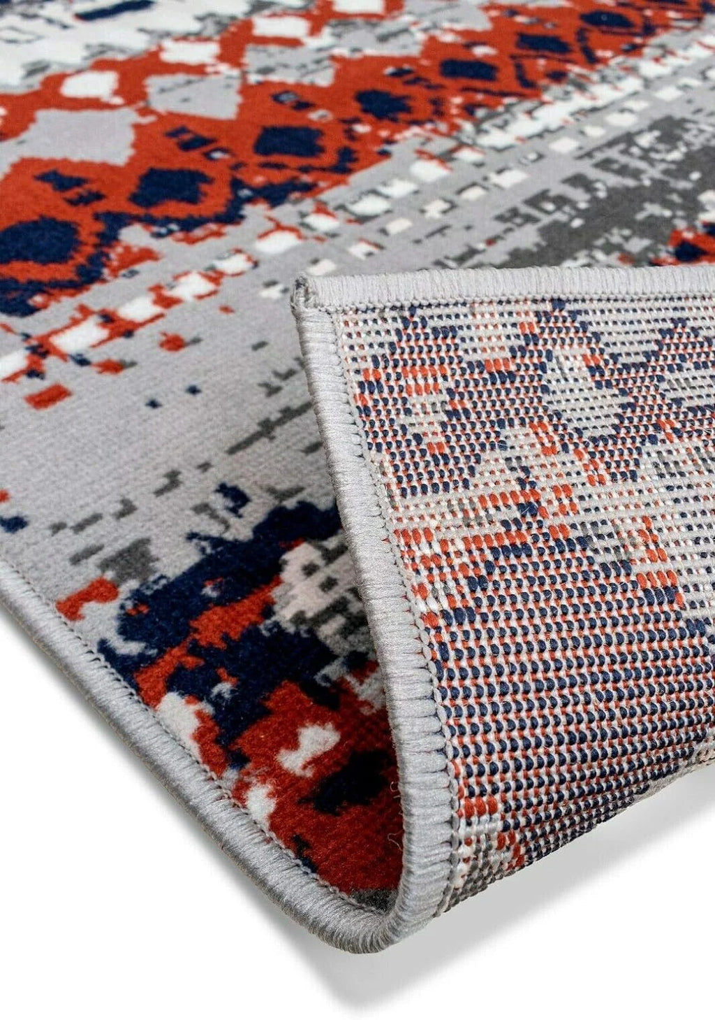 Light Grey Geometric Pattern Runner Rug B67223