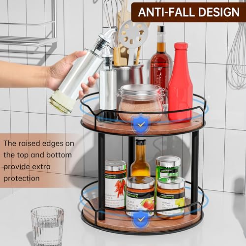 2 Tier 12.4" Wooden Rotating Lazy Susan Organizer M385065