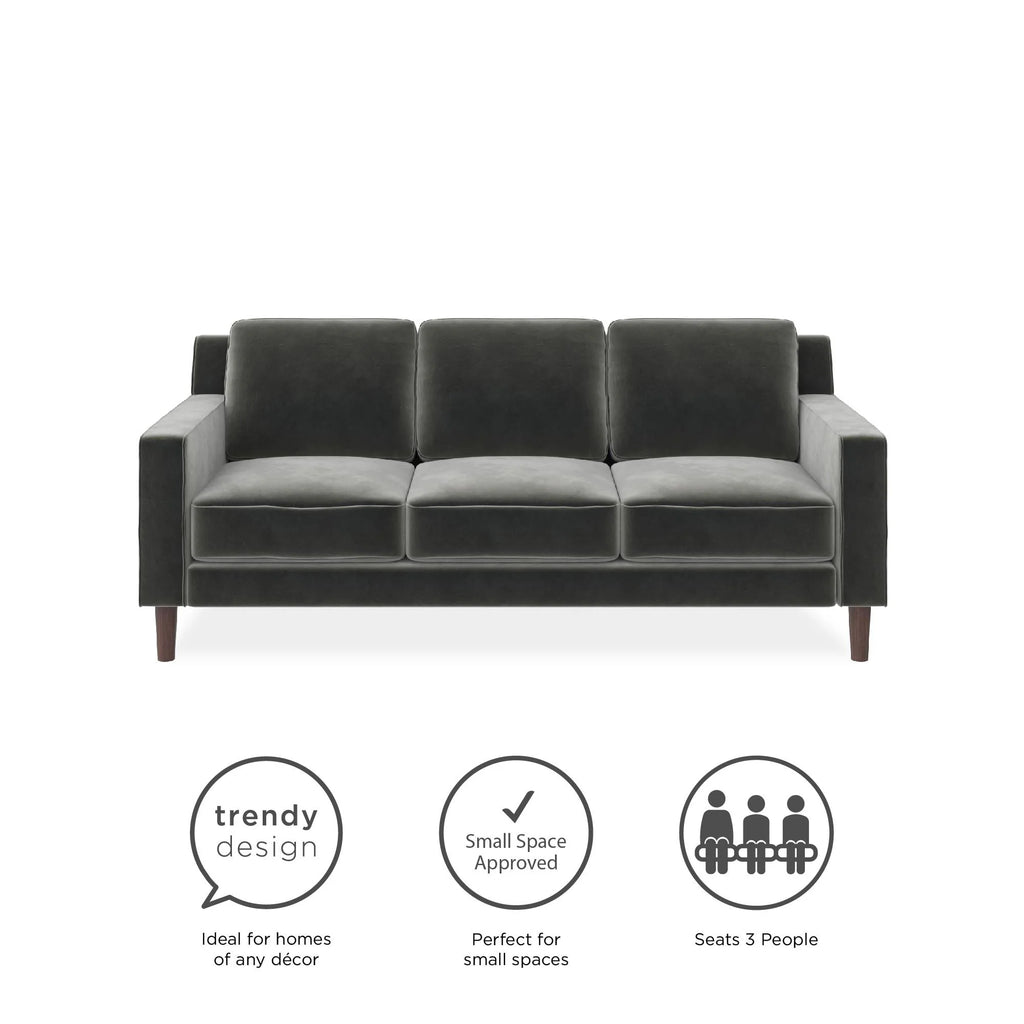 Gray Velvet 3 Seater Sofa V4169