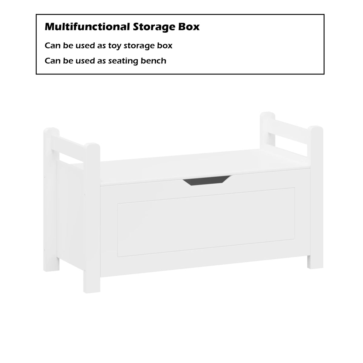 White Wooden Toy Storage Box with Safety Hinged Lid T185