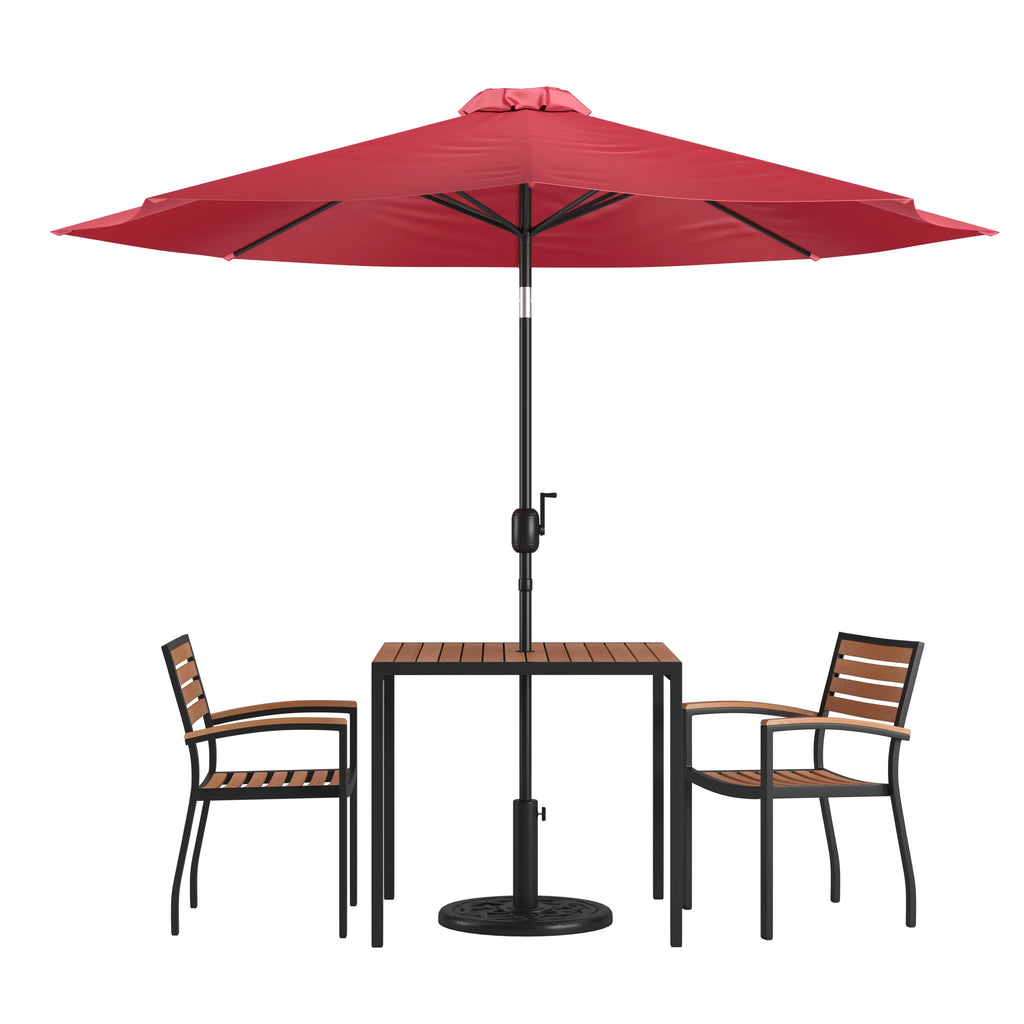 5-Piece Steel Aluminum Teak Patio Table and Chair Set C936