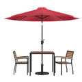5-Piece Steel Aluminum Teak Patio Table and Chair Set C936