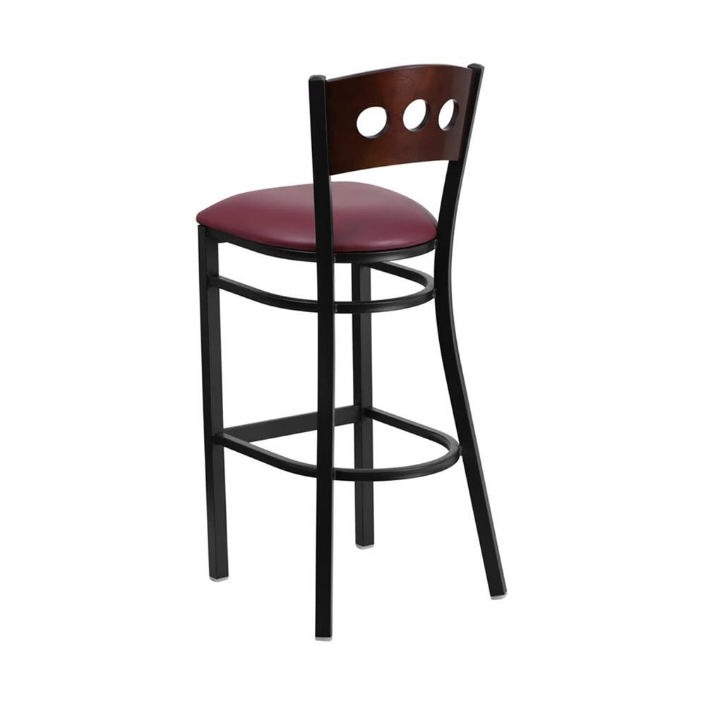 Walnut and Black Upholstered Bar Stool U415