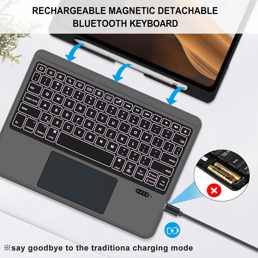 Detachable Wireless Bluetooth Keyboard Case with Trackpad for iPad Y33837