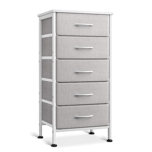 5 Drawer Fabric Dresser with Steel Frame N5371