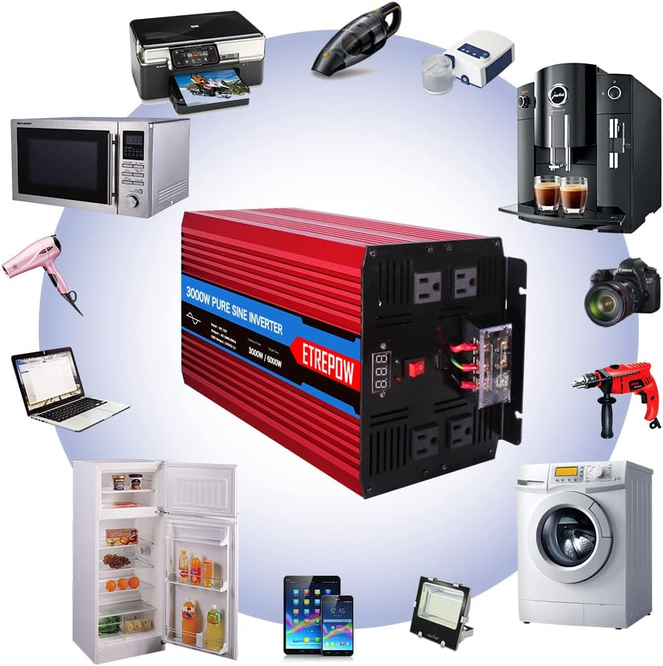 3000 Watt Pure Sine Wave Power Inverter 12V DC to 110V AC V691061