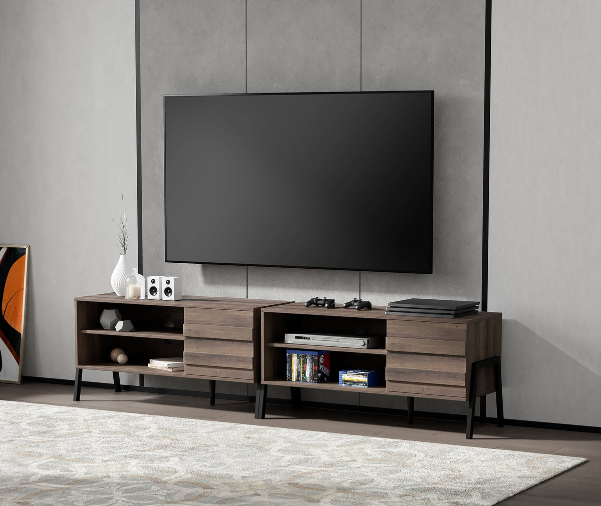 Mid-Century TV Stand with 6 Storage X344134