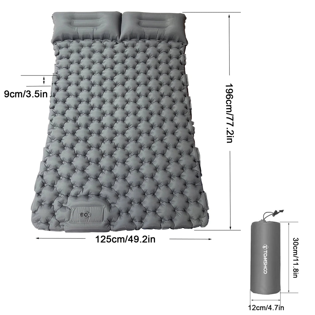 2 Person Camping Mat with Air Pillow Waterproof Backpacking Pad D316305