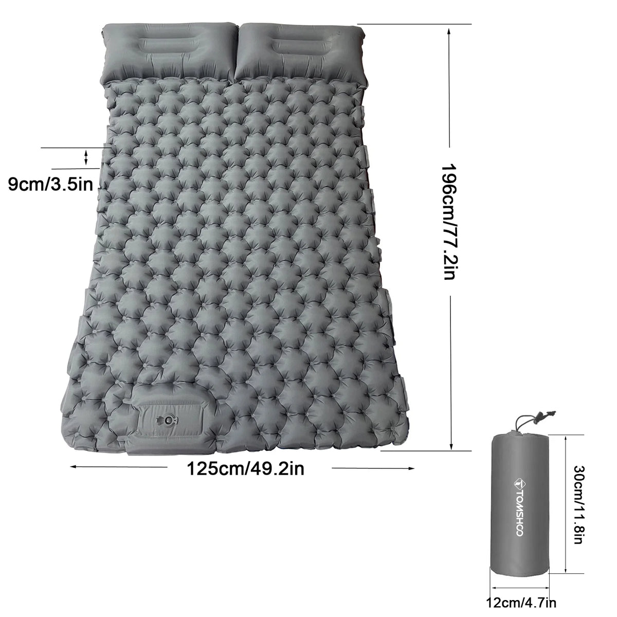 2 Person Camping Mat with Air Pillow Waterproof Backpacking Pad D316305