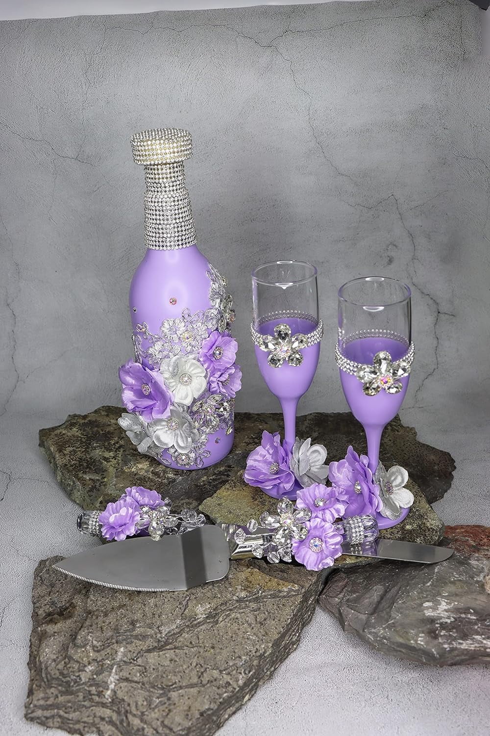 Champagne Glasses Set Ivory Silver A893841