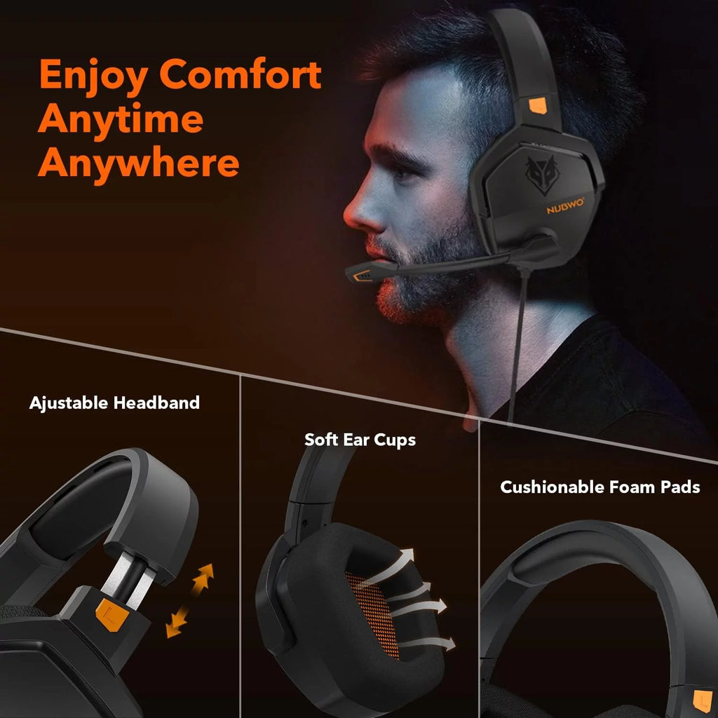Orange Over-Ear Gaming Headset with Microphone X689