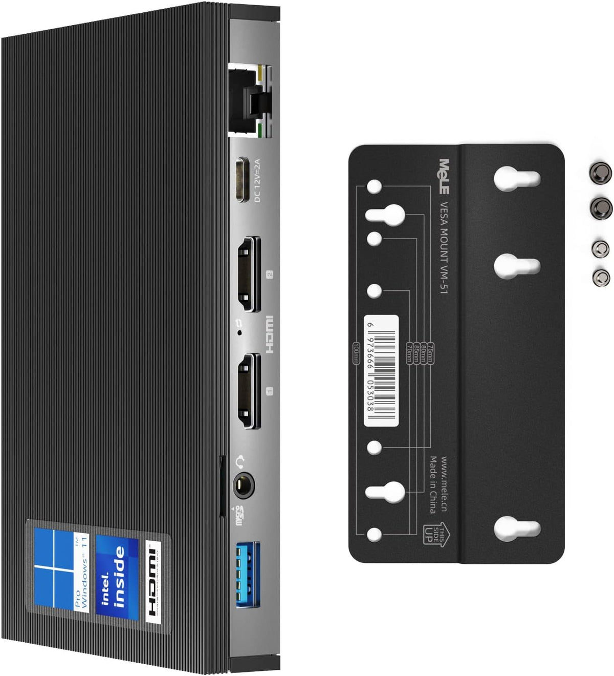 Fanless Mini PC Window11 Pro Celeron J4125 8GB/128GB Small Desktop Computer D100320