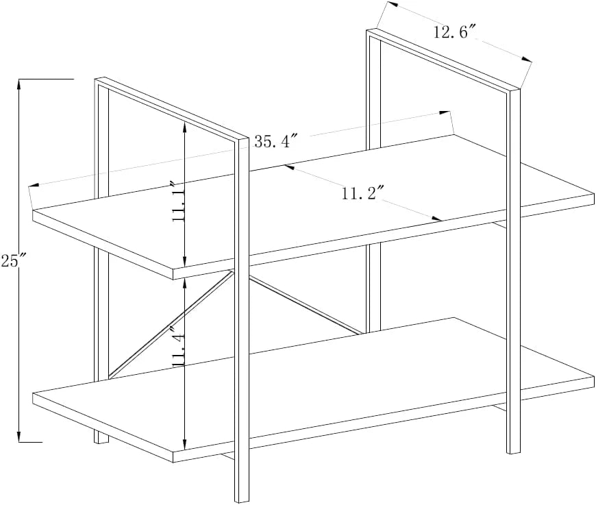 2 Tier Grey Wood and Metal Bookshelf R609