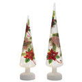 Set of 2 Glass Pre-Lit Poinsettia Christmas Trees 15x22 Y859640