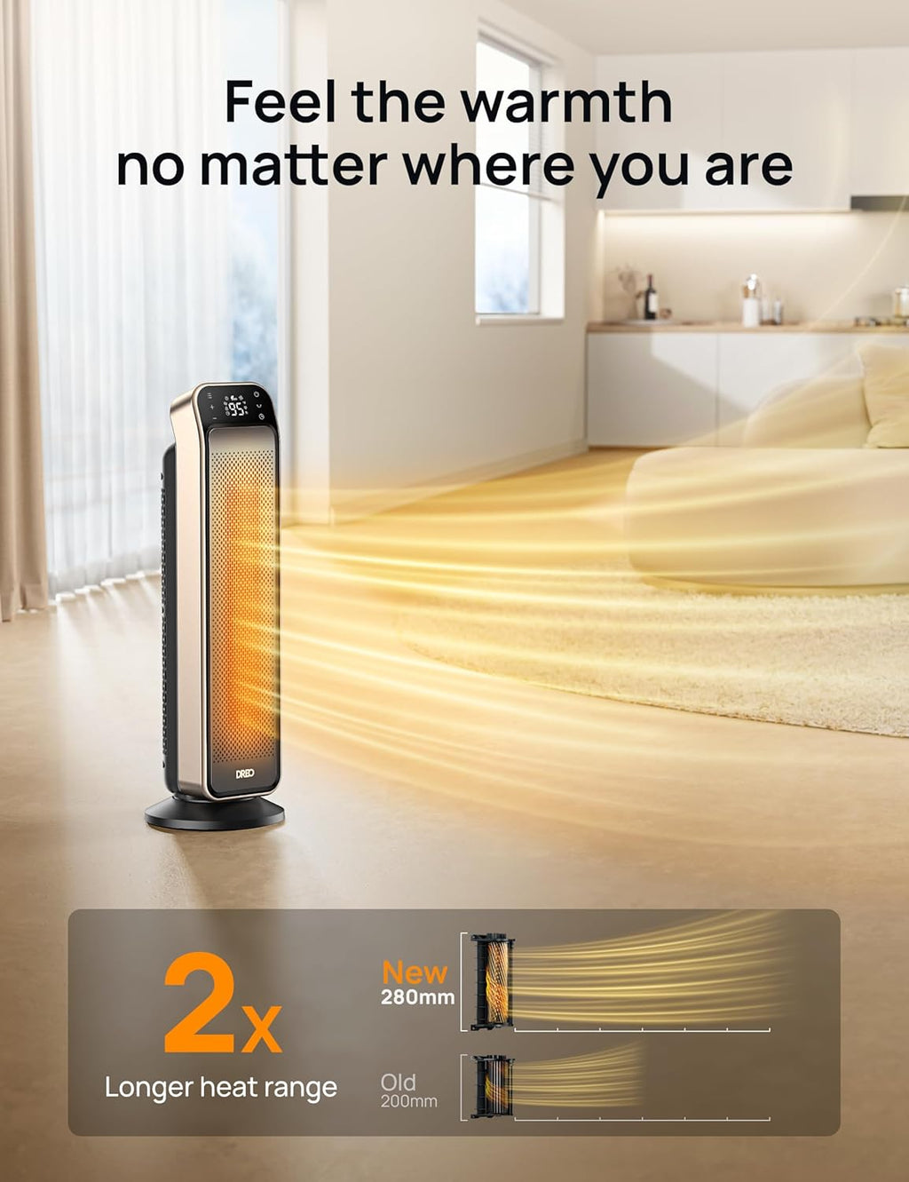 70° Oscillating 25" Portable Space Heater with Remote K88068