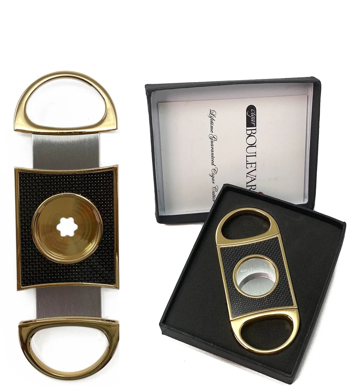 Gold-Black Carbon Fiber Cigar Cutter K700971
