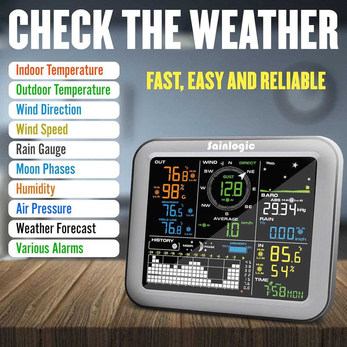 Wireless Weather Station with Outdoor Sensor O418395