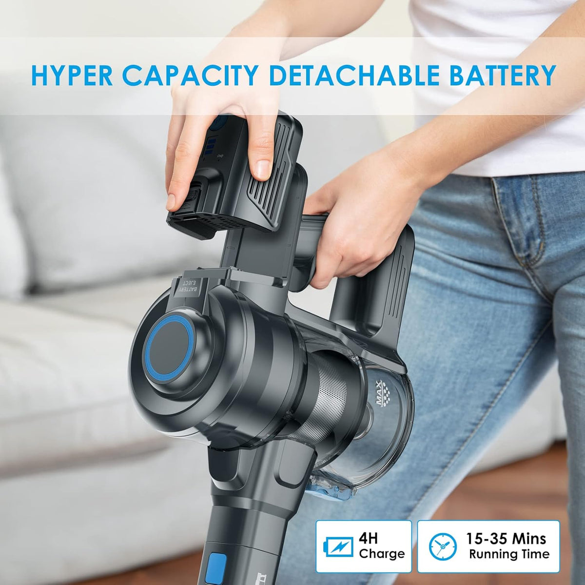 Cordless Stick Vacuum with Detachable Battery U656605