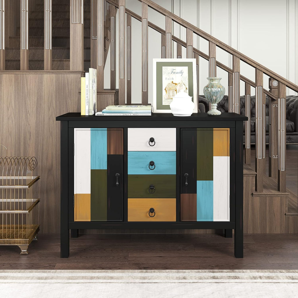 Grey Wood Console Table with 2 Adjustable Shelf I996