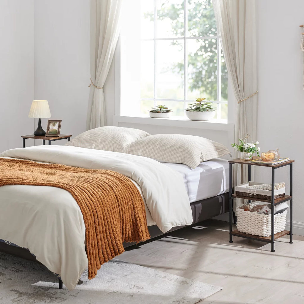 Small Side Table Set of 2, 3-Tier End Table Nightstand with Storage Shelf R70408