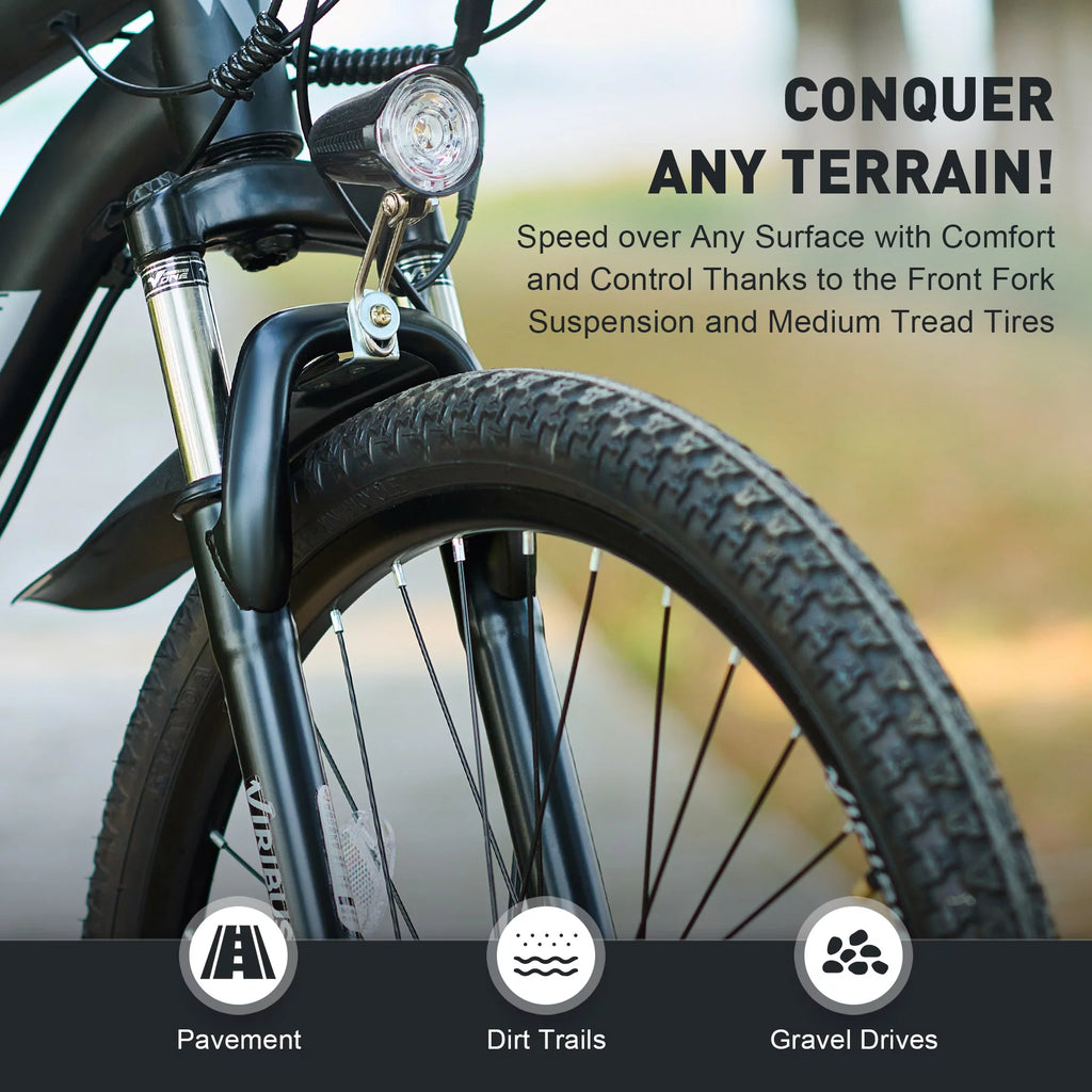 Electric Mountain Bicycle 26" 350W 48V Lithium Battery Black R2248