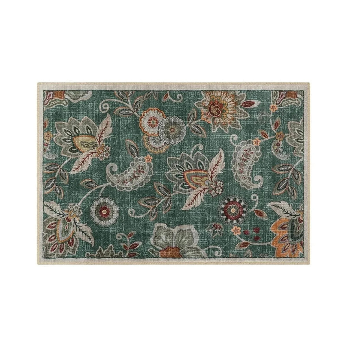 Vintage Flower Area Rug Machine Washable I657757
