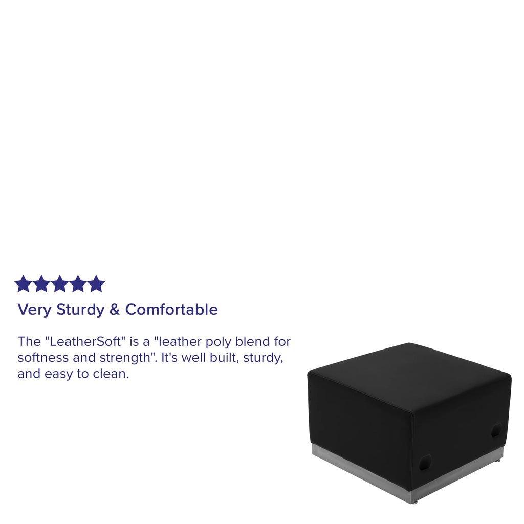 Black LeatherSoft Ottoman with Stainless Steel Base J335