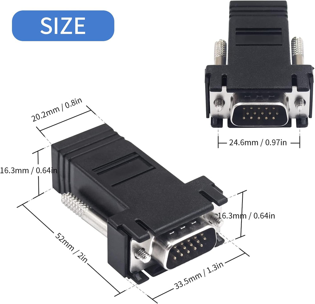 VGA Extender Over Ethernet Adapter, 4pcs VGA to RJ45 Adapter Z976