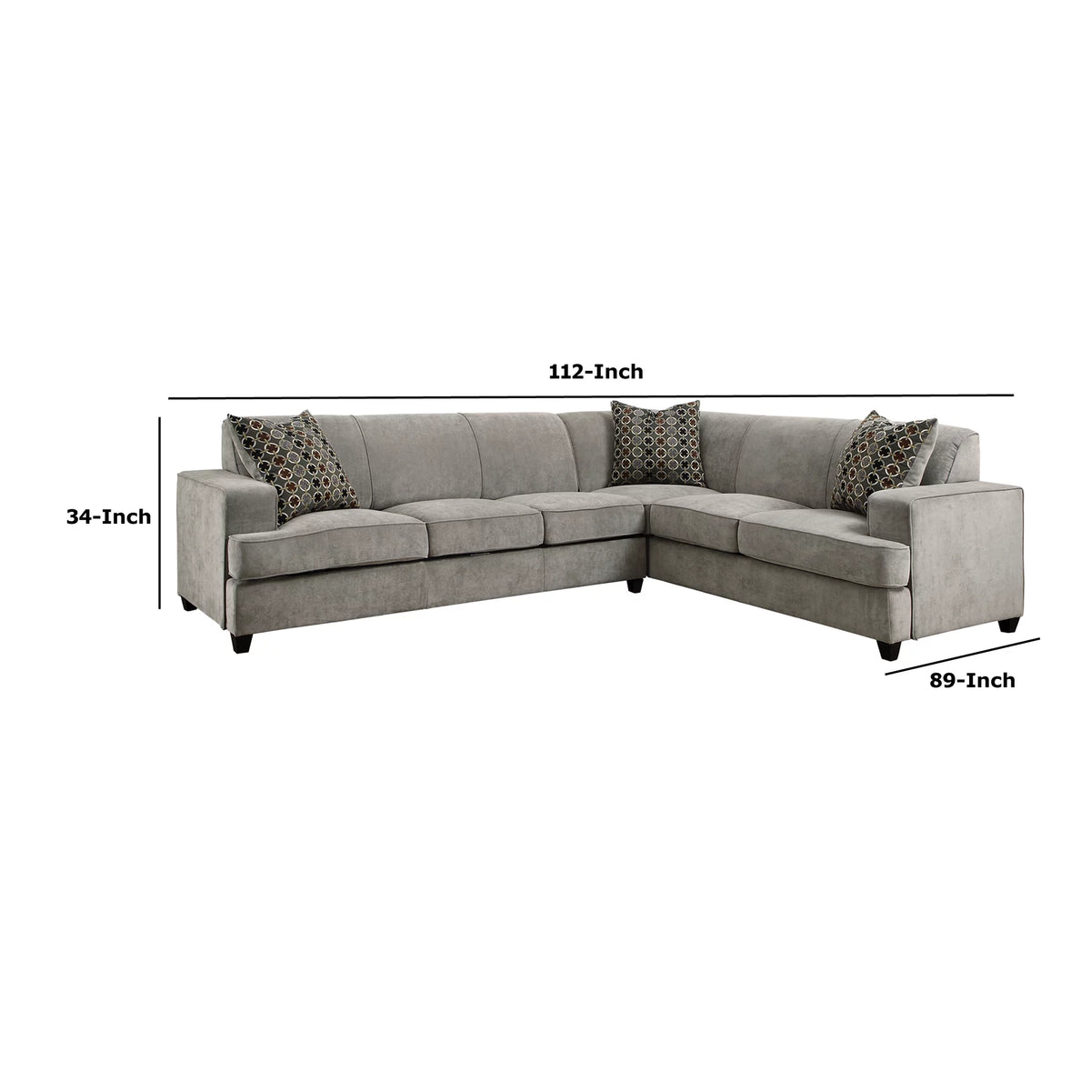 Gray Fabric Upholstered Queen Sleeper Sectional Wooden Sofa W281540
