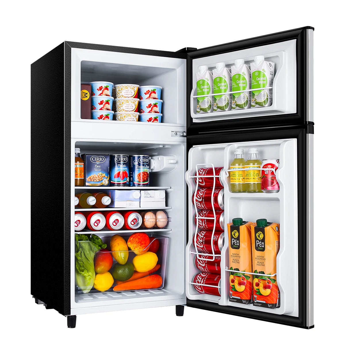 Two Door Mini Fridge with Freezer, 3.5 Cu ft, Black R488