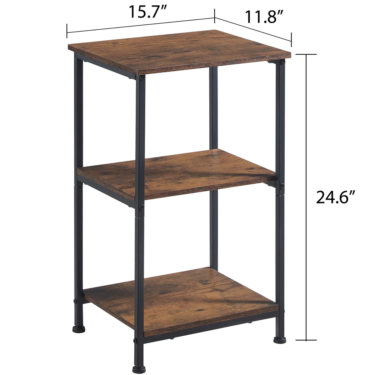 Small Side Table Set of 2, 3-Tier End Table Nightstand with Storage Shelf R70408